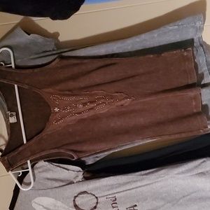 Euc decorative tank top, med, brown.